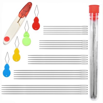 30 PCS Large Eye Needles for Hand Sewing Crafts with Scissors,Embroidery Need...