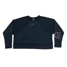 Nike Phoenix Women  s XL Black Crewneck Fleece Sweatshirt Swoosh Crop Oversized