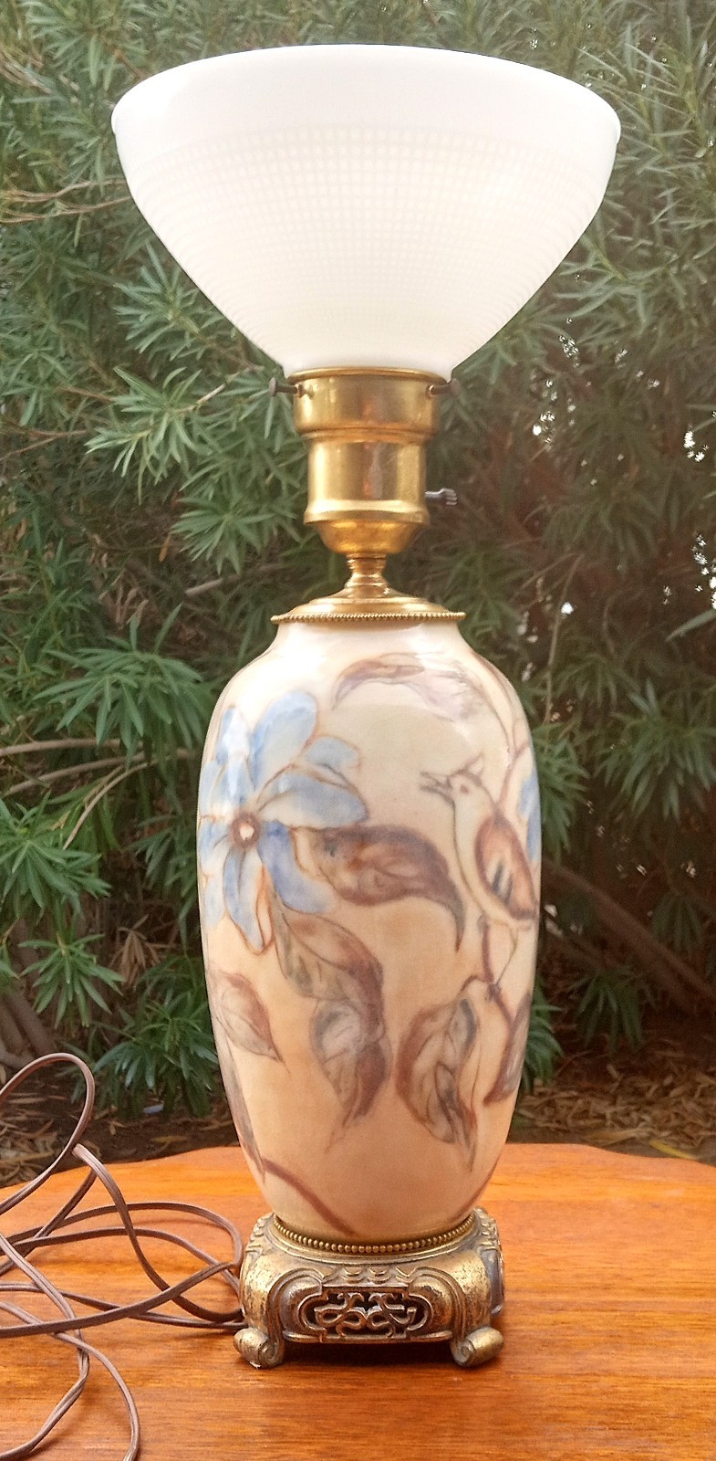 Rookwood Pottery Lamp Birds By Loretta Holtkamp 1949 Tested Works great!