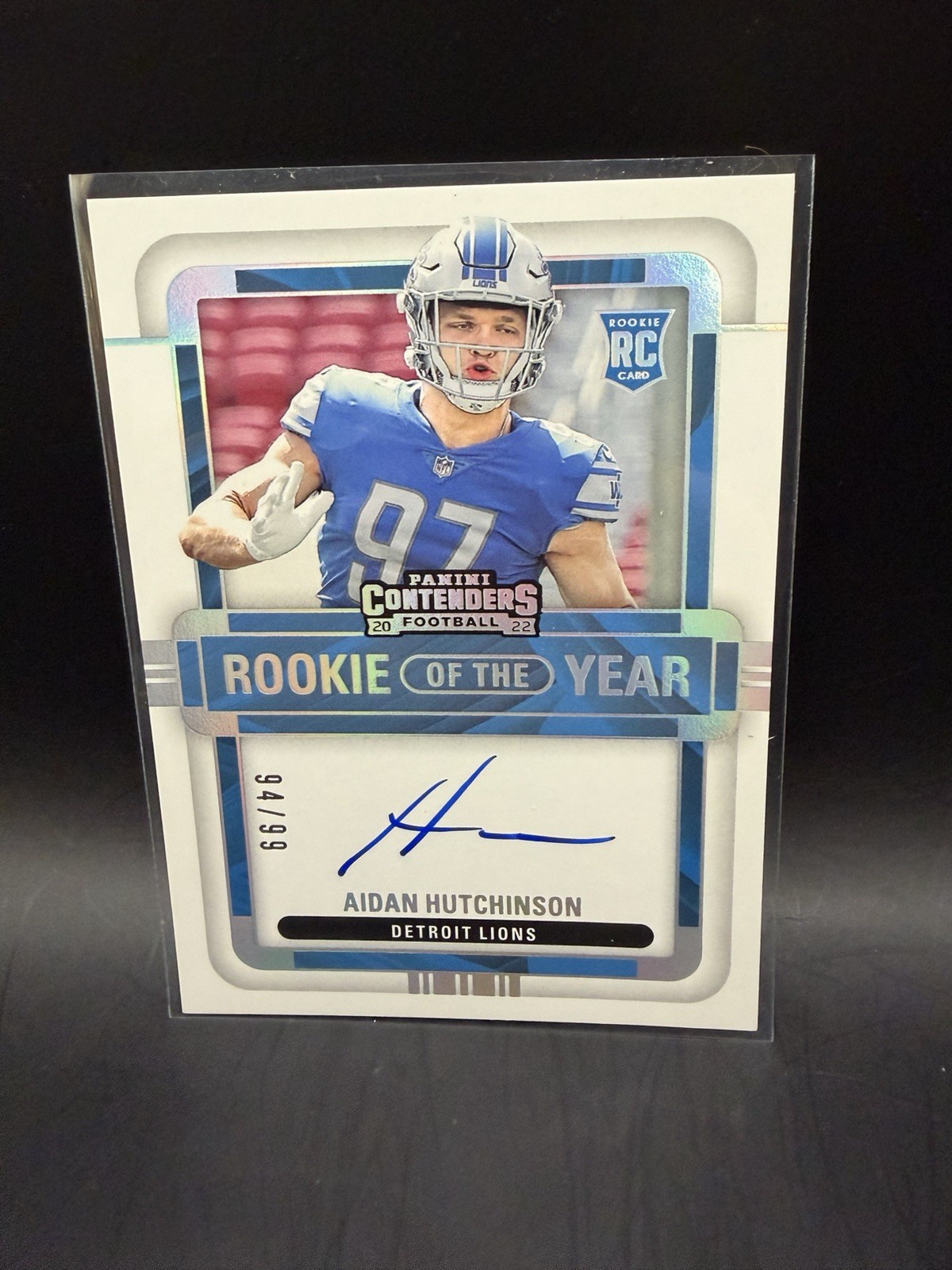 2022 Contenders Aidan Hutchinson Rookie Of The Year Silver 66/99 Auto Parts