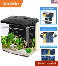 Stylish Small 1.2 Gallon Aquarium with Complete Starter Kit  LED Light