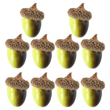 1 Set 10 Artificial Wood Acorns Green Christmas Decor for Crafts