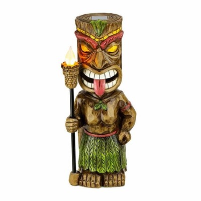 Party Time Tiki Solar LED Dekor Gartenlicht Figur Patio Bar Ornamente R9X0