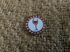 Best of Golf America Glass of Red Wine Bling Ball Marker Brand New