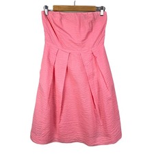 J Crew Pink Strapless Lorelai Pleated Strapless Textured Dress 4 S Barbiecore