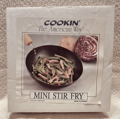 Mini Stir Fry 9.5 in Wok Non Stick ''Cookin' The American Way'' New Unopened Box 