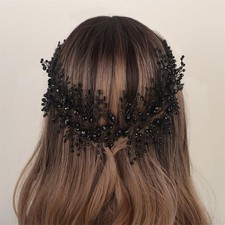 Bridal Crystal Hairband Long Hair Vine Crystal Beaded Headband Wedding Prom P...
