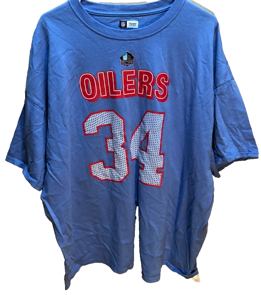 Camiseta Earl Campbell #34 Houston Oilers NFL Vintage Salón de la fama Columbia Azul 3XL Foto 2 de 2
