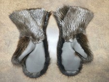 Canadian Beaver Fur Mittens, Size Men's Large