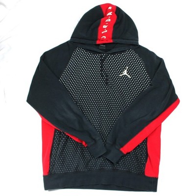 Air Jordan Jumpman Polkadot Pullover Hoodie Red Black Sz L *Distressed*No Stain