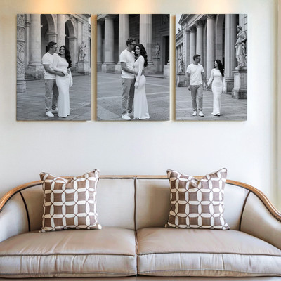 3 Pieces Romantic Black and White Couple Large Wall Art Set Of 3 Canvas Set
