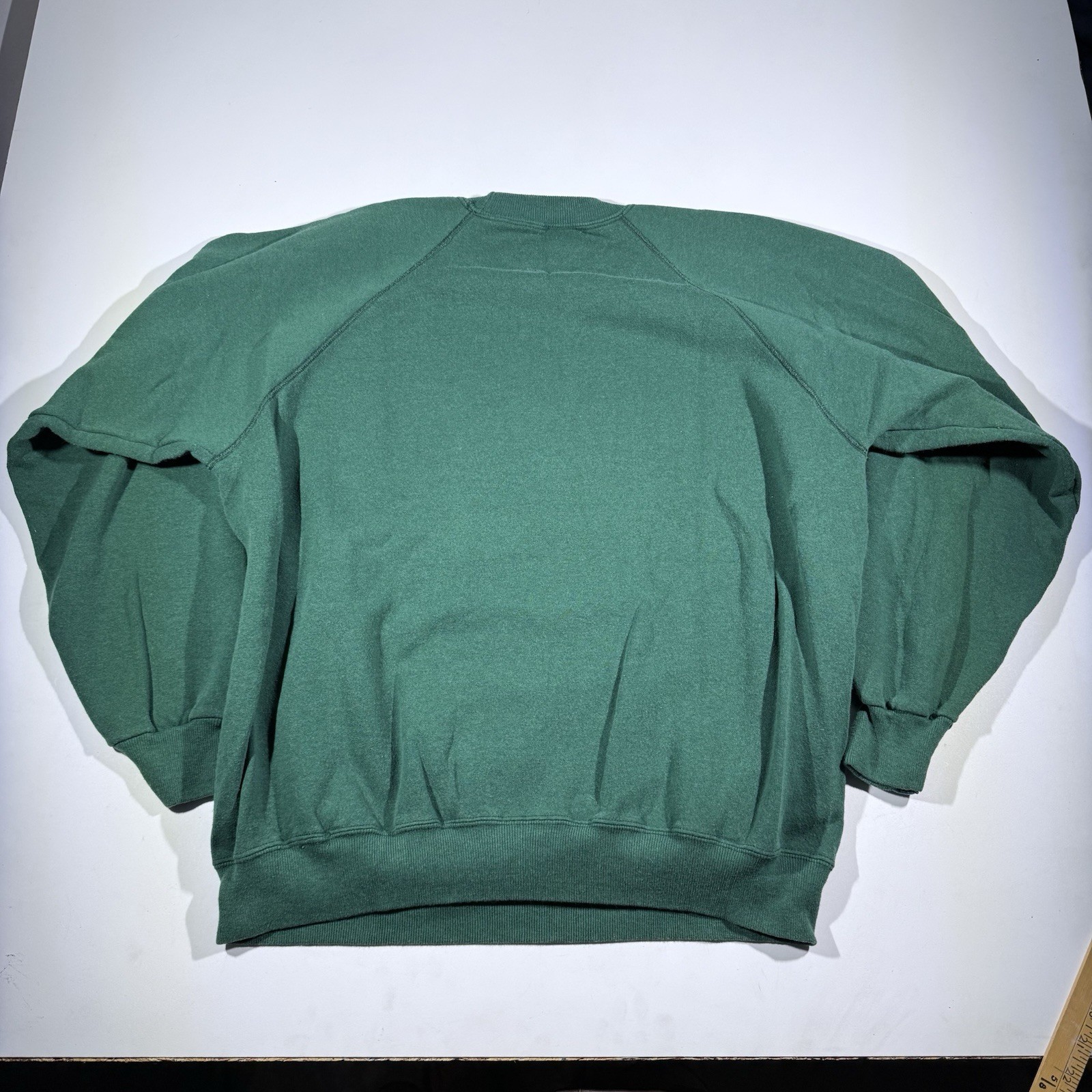 Green vintage Hanes Kitty Hawk sweatshirt, XL, back with white text reading “USA Made,” on a white background.