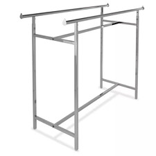 Chrome Metal 22 In. W X 70 In. H Adjustable Double Bar Clothes Rack