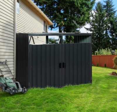 Metall Doppel Mülleimer Schuppen - Outdoor Mülllager für Garten & Hof
