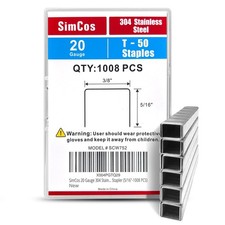 20 Gauge 304 Stainless Steel T/50 Staples - 3/8" Crown Upholstery Staples, 5/...