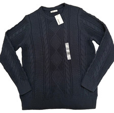 Sonoma Crewneck Sweater Mens Large Black Long Sleeves Cotton Acrylic Knit NWT