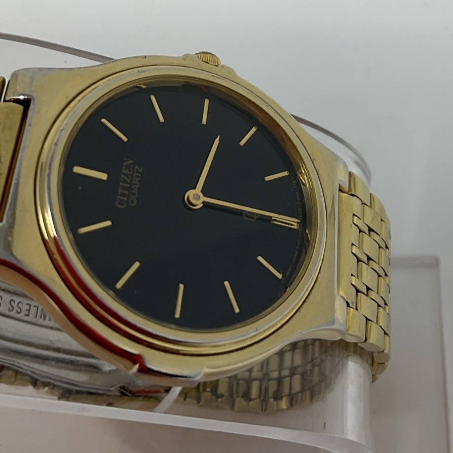 Vtg Citizen CQ 6020-K01370 Gold Black Dial Watch, New Battery | eBay