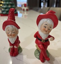Vintage Ceramic Christmas Elves/gnomes Figurines