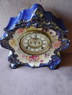 Antique 1881 ANSONIA "Victorian Porcelain Mantel Clock Parts or Repairs
