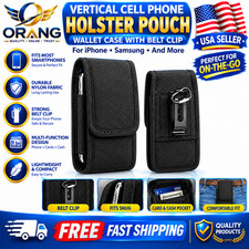 Vertical Cell Phone Holster Pouch Wallet Case With Belt Clip For iPhone Samsung