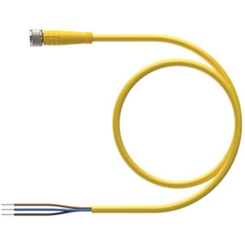 1Pc TURCK PKG 3M-2 Cordset, M8 Female to Cut-end, Yellow, 3 cond., 2 meters