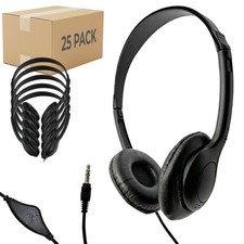SNCCV Bulk Classroom Headphones 25 Pack – Stereo Headphones with Leatherette ...
