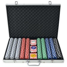 Set per Gioco Poker 1000 Chips Fiches Valigetta Alluminio Gioco Carte vidaXL