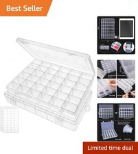 36-Grid Bead Organizer Storage Box Set - Clear Plastic  Adjustable Dividers