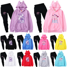 Kids Girls Demoms Hunter Cosplay Tracksuit K-Pop Pocket Hoodie Top Pants Outfits