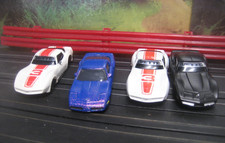 NEW Tyco Ho Slotcar Lot of 4 Vette's 2 White Pearl Metal Flake 1 Black /1 Blue