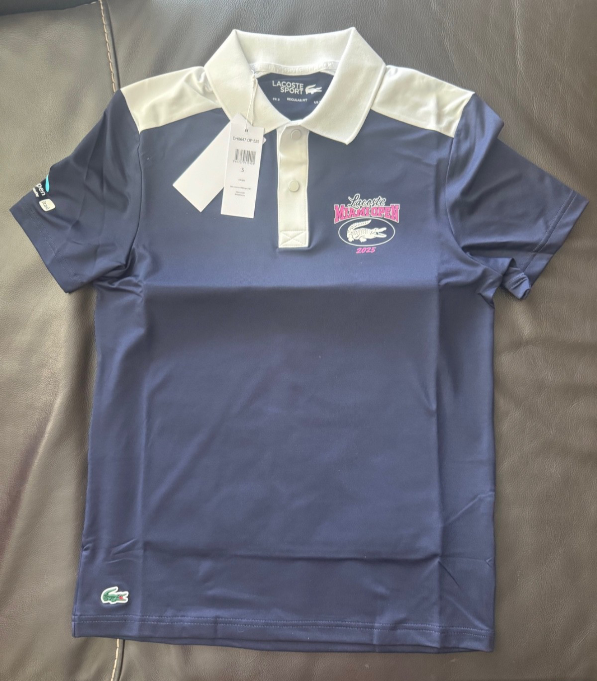NWT 2025 Lacoste Miami Open Tennis Polo Men's Small Color Blue w/White Trim thumbnail 3
