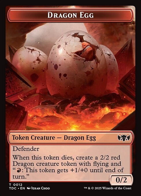 Dragon Egg Dragon 0012-0013 Double Sided Token TDC MTG NM