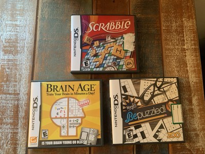 Nintendo DS Game Lot *Be Puzzled* Brain Age *Scrabble* ALL Complete Working EUC