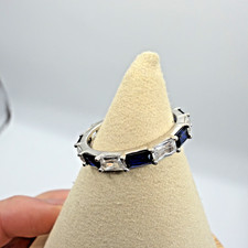 Sterling Silver Ring Rhinestones Size 11