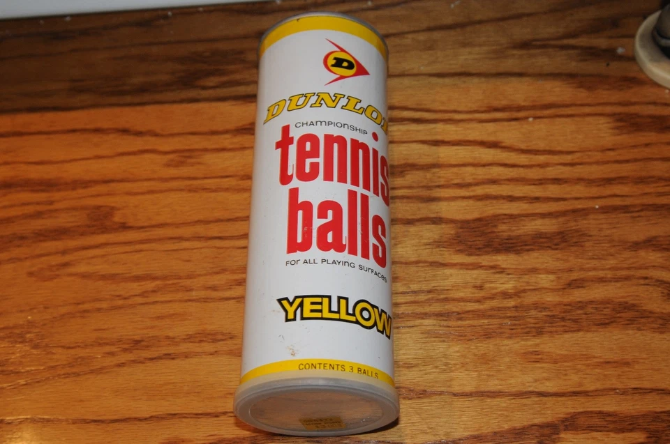 Vintage Dunlop Tennis Ball Can USA Steel Pull Tab 3 Balls Unopened 1970s Sports* - Image 2 of 4