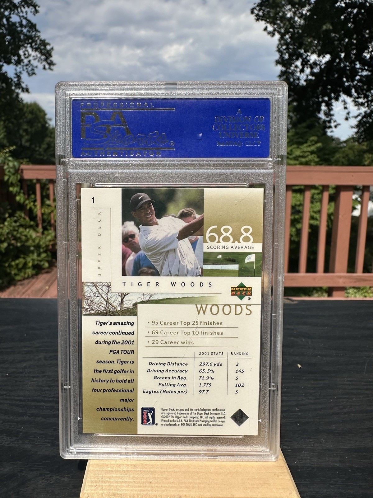 2002 Upper Deck Golf Tiger Woods #1 PSA 8 view 2