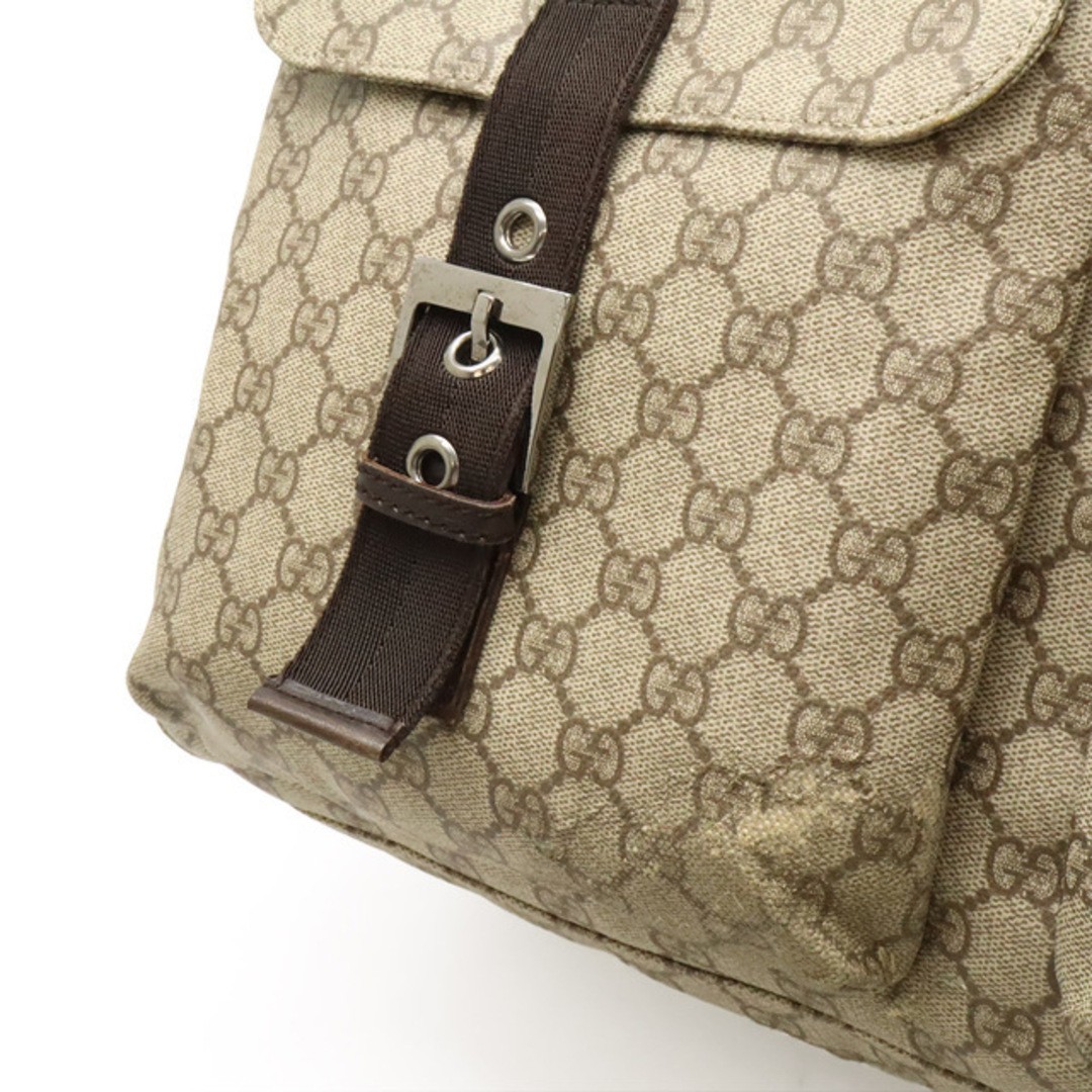 GUCCI GG Supreme Boston Bag Travel Tote Khaki Beige Leather Used thumbnail 8