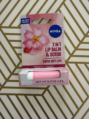 Nivea Caring Lip Balm Scrub Super Soft Lips Rosehip Oil + Vitamin E 0.17 oz