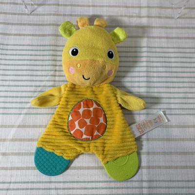 Bright Starts Giraffe 10  Teether Crinkle Lovey Soft Baby Soother Toy Yellow
