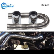36 Radiator Hose Upper Lower Flexible Stainless Steel W Chrome Caps Kit
