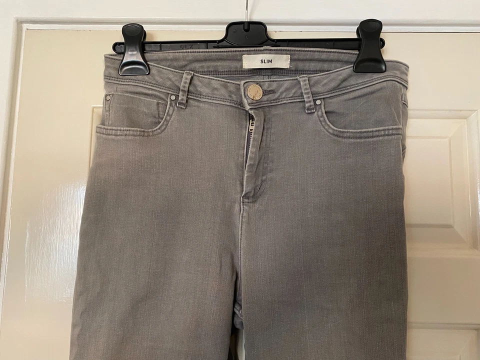 M&S Per Una Ladies Slim Grey Jeans - Size UK 10 Regular - Image 2 of 4