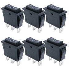 6Pcs Momentary Rocker Switch Snap-In Toggle Power Switch SPDT (On)-Off-(On) 3 Pi