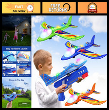 3 Pack Foam Airplane Launcher Toys - 2 Flight Modes, Kids Glider Planes, Outdoor