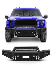 Steel Front Bumper 2018-2020 F-150 Winch Plate D-Rings LED Lights Texture Black