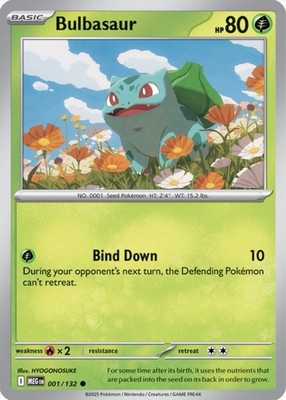 Bulbasaur 001/132 Pokémon ME01: Mega Evolution Common Regular 2025 NM