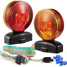 CZC AUTO 12V Magnetic Trailer Lights Two Sided Red & Amber Magnetic Tow Lights 