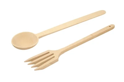 Ustensiles bois XL louche 57cm + fourchette 51cm cuisine - Photo 1/4