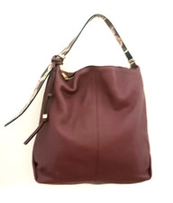 VC Vince Camuto Corin Lg Hobo Bag Bordeaux Brown Leather Snake Print Top Strap