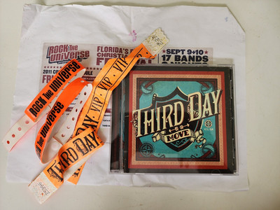 Third Day Move CD Signed + Rock the Universe 2011 VIP Pass Wristbands Lot
