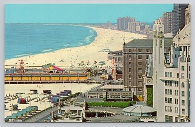 Atlantic City NJ Hotels Beach Boardwalk Aerial View Postcard
